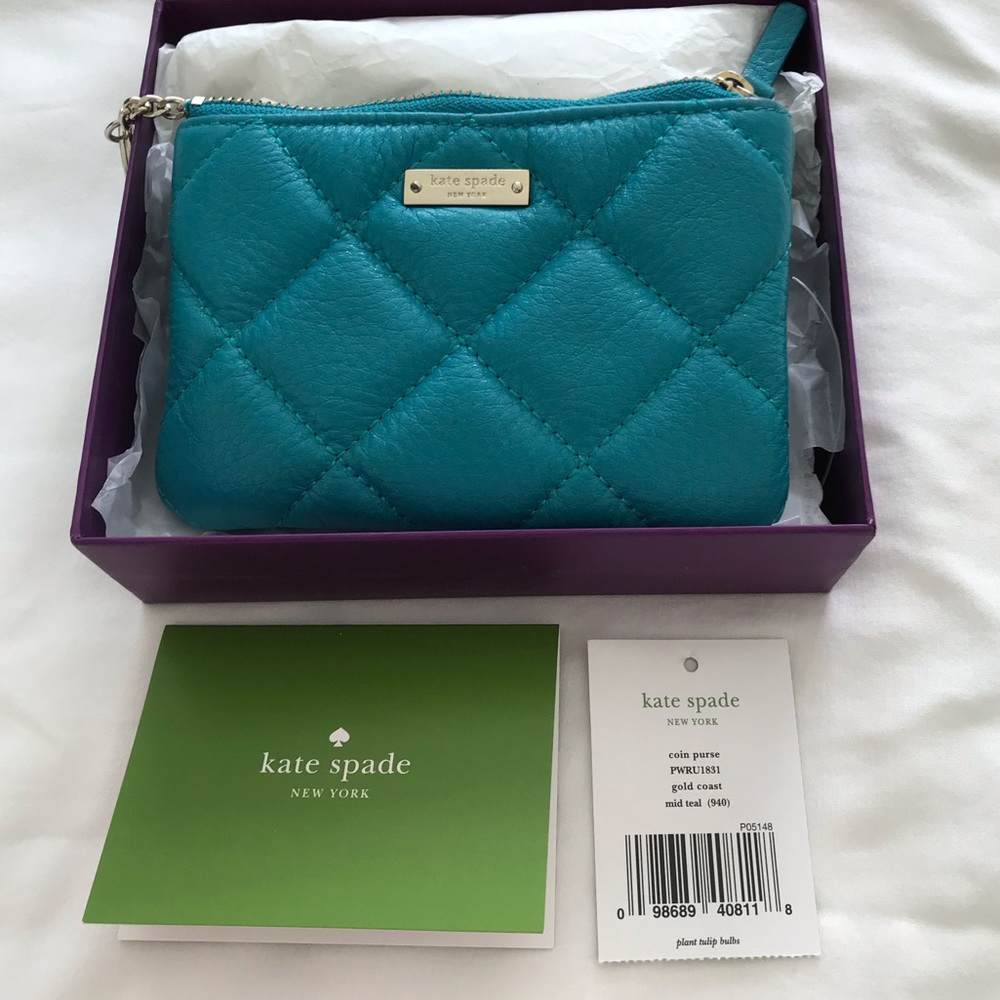 KATE SPADE- Gold Coast mid teal coin purse